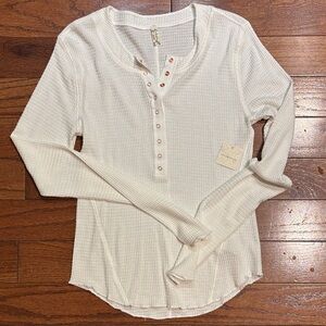 Free People Long Sleeve Henley Top